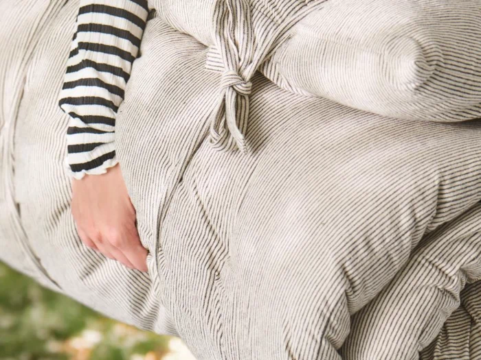 Ib Laursen, Lina, Madras, Natur m/sorte striber, Bomuld, Polyester, B:70 x H:8 x L:190 cm