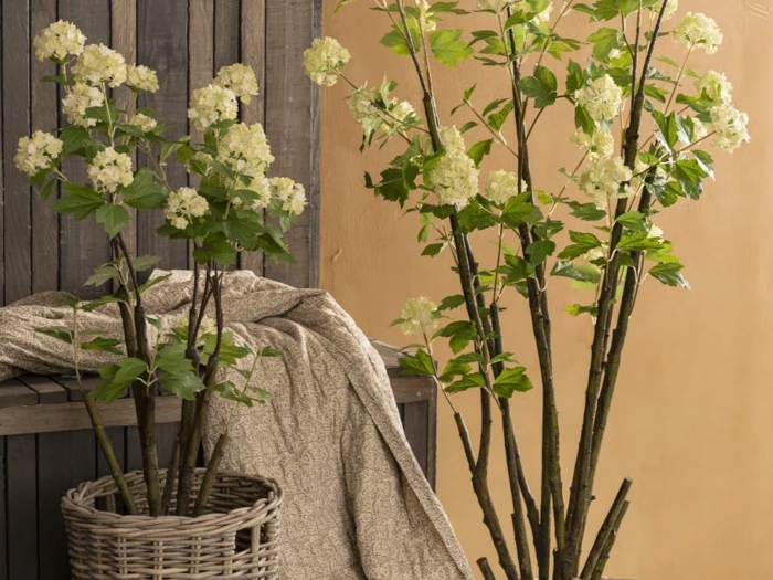 Ib Laursen, Kunstig, Sneboldbusk, Grøn, Hvid, Plastik, H:104 x Dia:35 cm