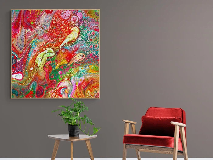 HUNTING SANITY - KUNSTTRYK 100CM X 100CM - BYMALUE [T118] (normalpris kr. 650)