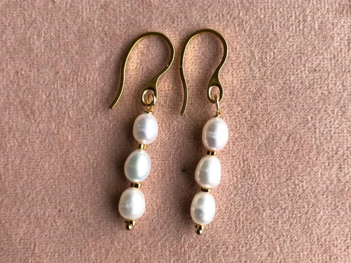 Triple pearl øreringe