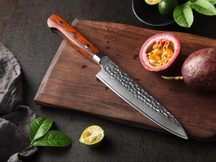 5 stk Shāpu kokkeknive  i japansk damaskusstål