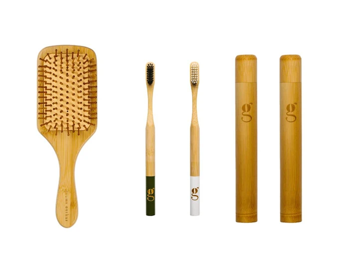 grums bambus kit (1 x hårbørste + 2 x tandbørste + 2 x etui)