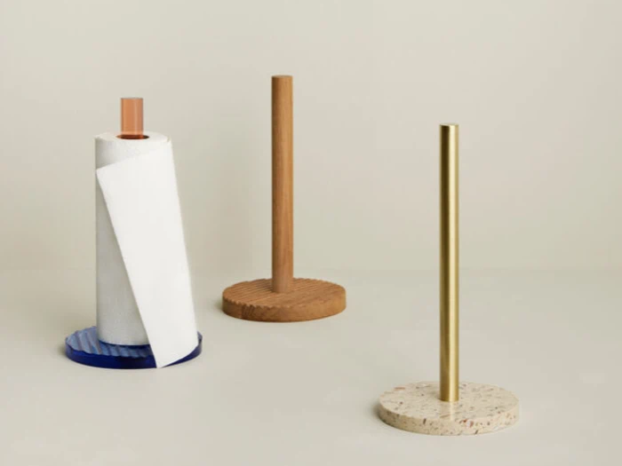 Hübsch, Wave, Køkkenrulleholder, Natur, Egetræ, Dia:15 x H:28 cm