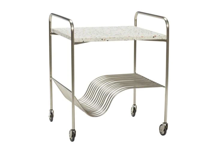Wave Rullebord Terrazzo/Nikkel fra Hübsch 