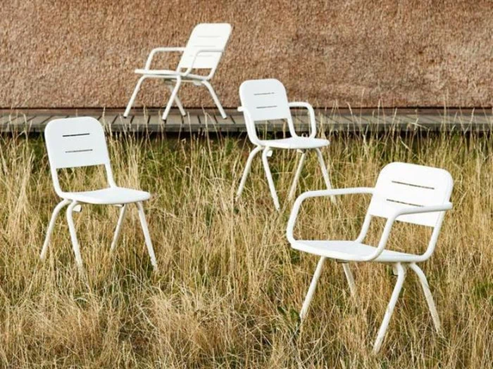 WOUD, RAY, café stol, pulverlakeret aluminium, hvid