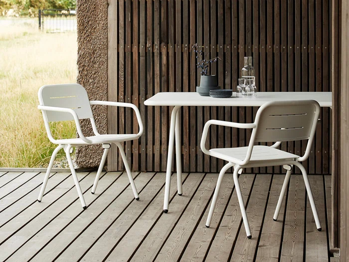 WOUD, RAY, havebord, pulverlakeret aluminium, hvid, L: 140 B: 85 H: 71 cm