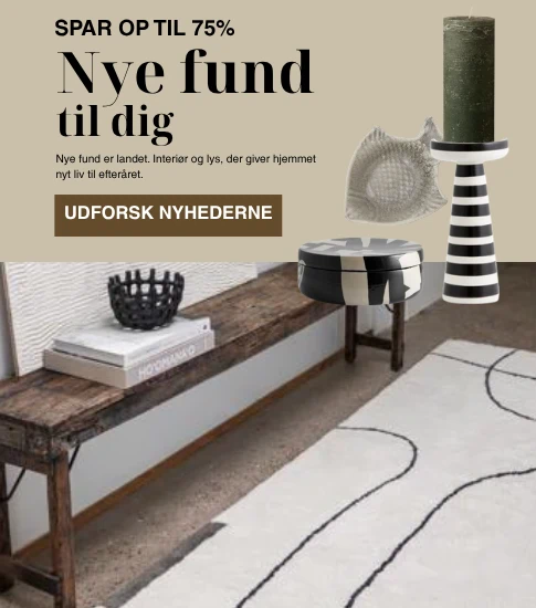 Find nye fund, alt fra lysestager, stearinlys, opbevaring og ting til køkkenet hos interiørFund.com